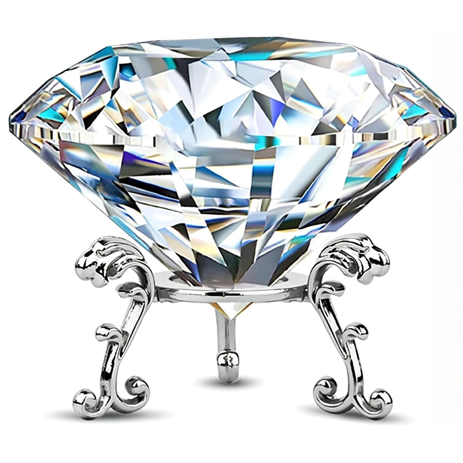 Hiziwimi 60mm (2.36 in) Crystal Diamond Paperweight with Stand | Clear K9 Crystal