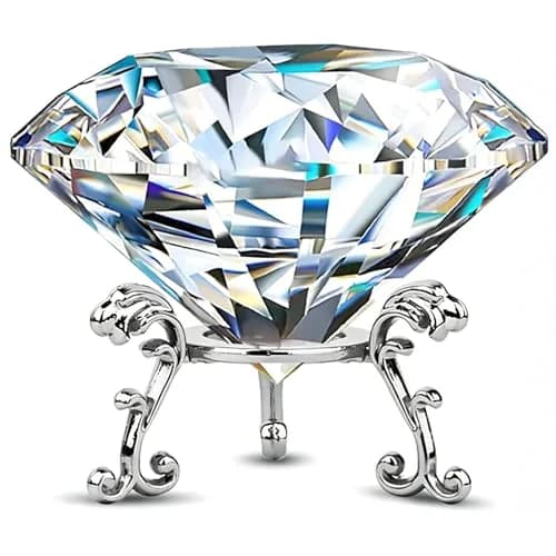 Hiziwimi 60mm (2.36 in) Crystal Diamond Paperweight with Stand | Clear K9 Crystal thumbnail 1