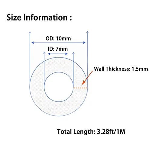 Hooshing Food Grade Silicone Tubing 7mm ID x 10mm OD 1 Meter | Flexible, BPA-Free, High-Temp Resistant Hose thumbnail 2