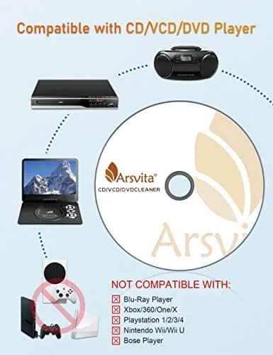 Arsvita Laser Lens Cleaner Disc Cleaning Set for CD/VCD/DVD Player, Safe and Effective, ARCD-04 | 1 Cleaner Disc, 1 Cloth, 1 Brush, 2 Fluids thumbnail 4