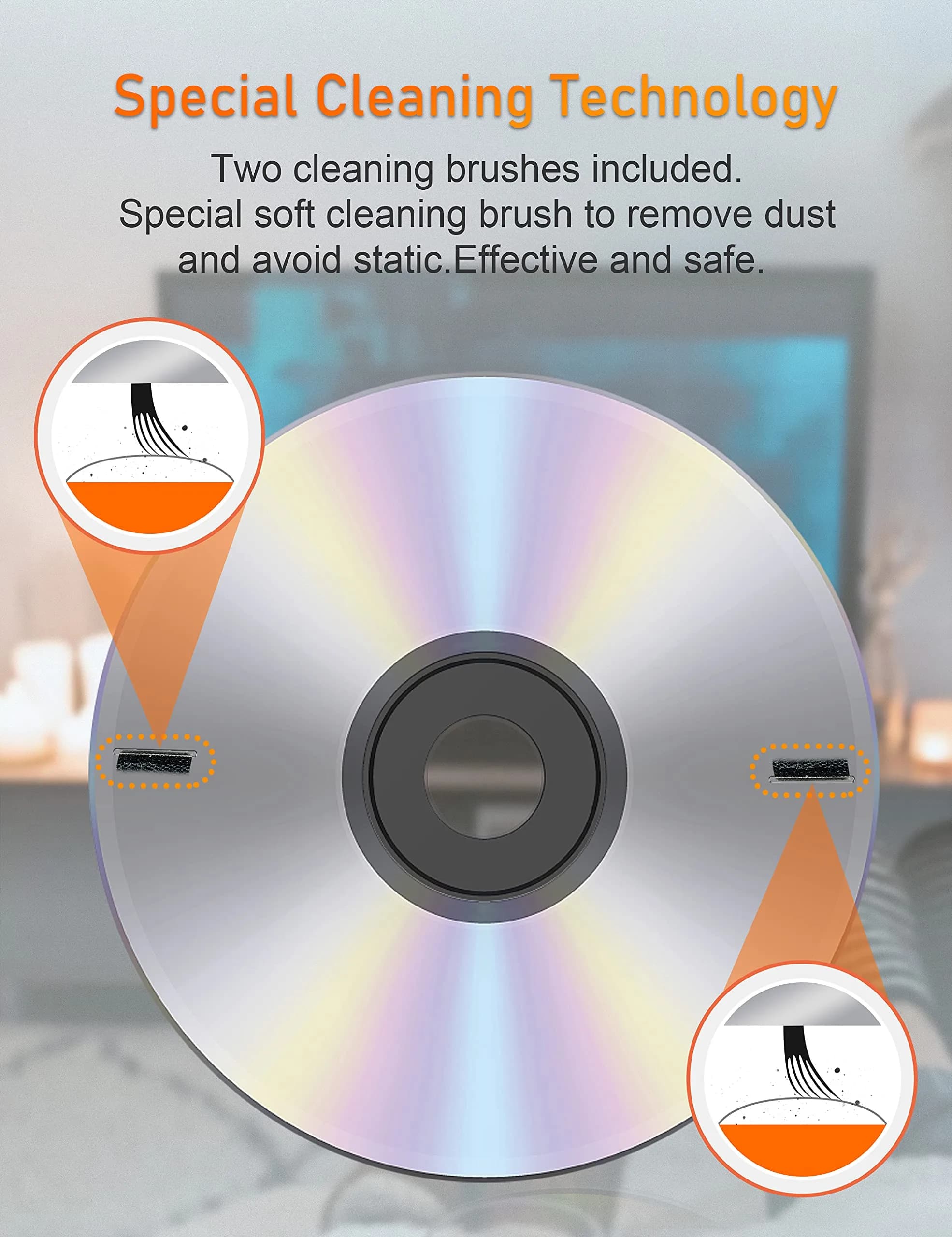 Arsvita Laser Lens Cleaner Disc Cleaning Set for CD/VCD/DVD Player, Safe and Effective, ARCD-04 | 1 Cleaner Disc, 1 Cloth, 1 Brush, 2 Fluids - view 2
