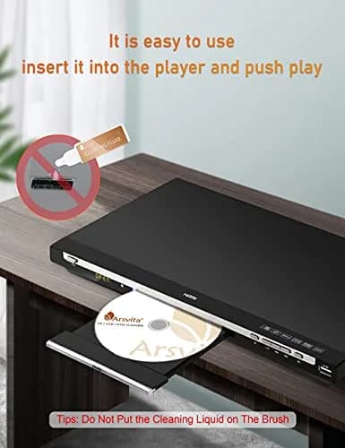 Arsvita Laser Lens Cleaner Disc Cleaning Set for CD/VCD/DVD Player, Safe and Effective, ARCD-04 | 1 Cleaner Disc, 1 Cloth, 1 Brush, 2 Fluids thumbnail 3