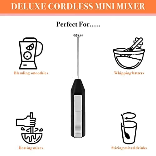Norpro 2273C Mini Mixer Black 10cm (4in) | Portable Cordless Handheld Blender for Travel & Small Batches thumbnail 4