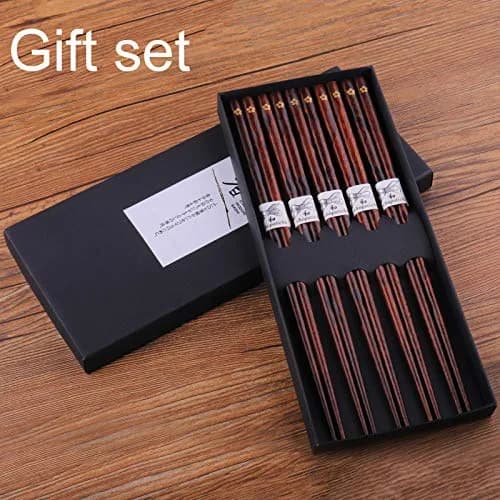 GLAMFIELDS Natural Wooden Japanese Chopsticks 22.5 cm (8.8 Inch) 5 Pairs | Lightweight Hand-Carved Gift Set thumbnail 7