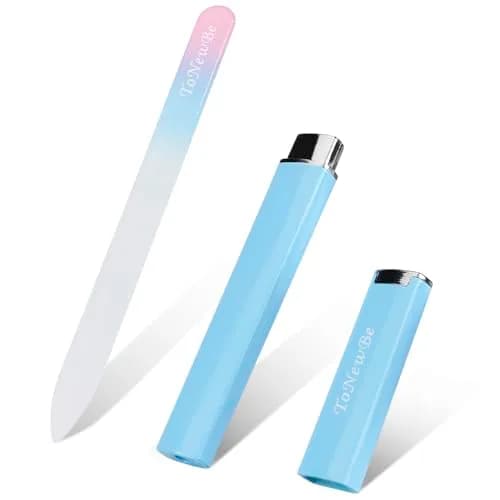ToNewBe Glass Nail File with Case, Czech File, Double-Sided Etched Nail File 15.6cm (5.9in) | Professional Nail Shaping Tool thumbnail 2