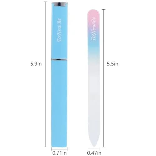ToNewBe Glass Nail File with Case, Czech File, Double-Sided Etched Nail File 15.6cm (5.9in) | Professional Nail Shaping Tool thumbnail 3