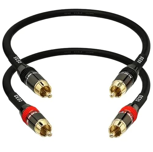 CNCESS Low Noise 12 Gauge Premium RCA Audio Cable 0.3m (1 Foot) | Shielded for EMI/RFI Protection thumbnail 2
