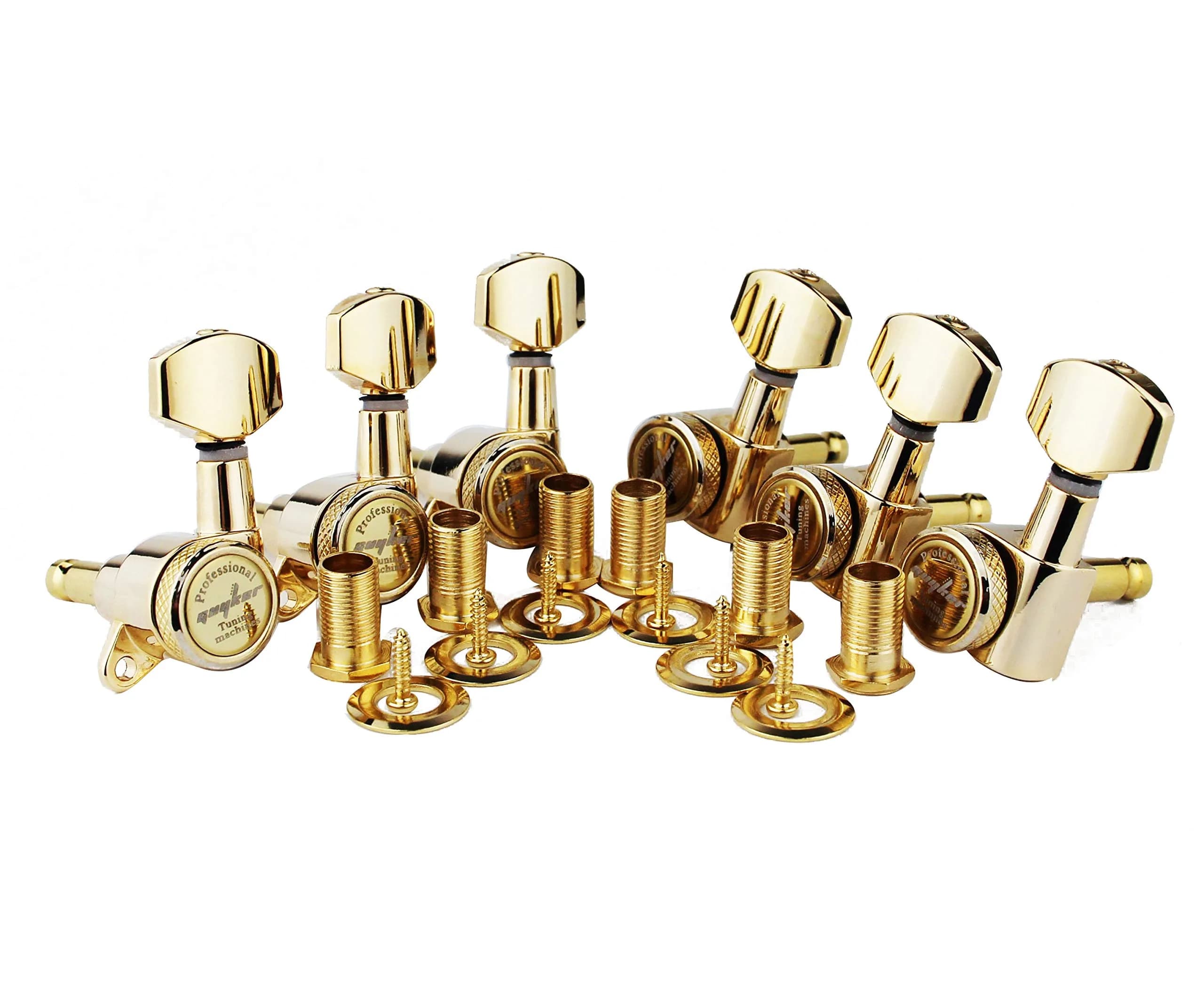 Guyker Gold Guitar Locking Tuners (6-Pack for Left-Handed Guitars) - 1:18 Ratio Machine Heads - main product image