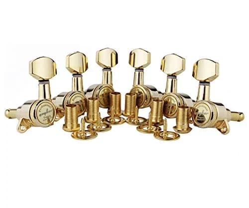 Guyker Gold Guitar Locking Tuners (3L + 3R) - 1:18 Ratio Machine Heads for Electric & Acoustic Guitars thumbnail 1