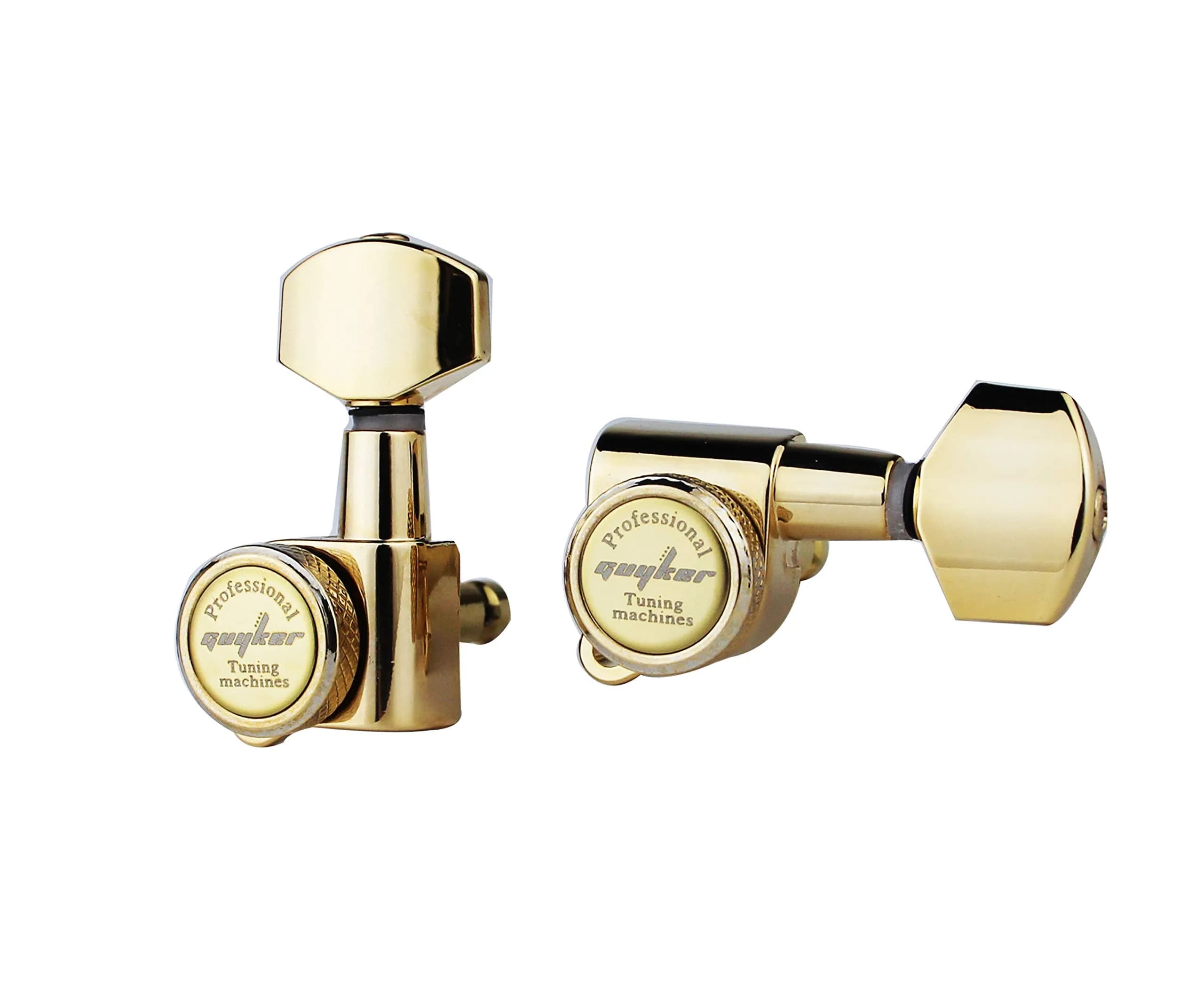 Guyker Gold Guitar Locking Tuners (3L + 3R) - 1:18 Ratio Machine Heads for Electric & Acoustic Guitars - view 3