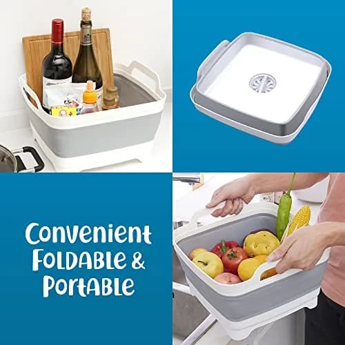 Home Spirit Collapsible Sink – 9L Portable Wash Basin Tub with Handle, Plug & Strainer – For Dishes, Fruits, Veggies, Laundry & Beverages | Multipurpose Kitchen Utility thumbnail 4