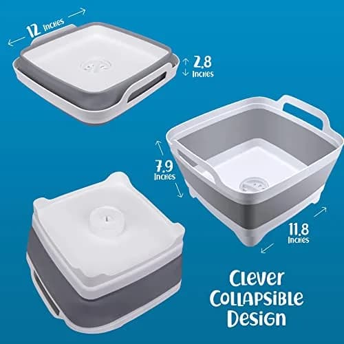 Home Spirit Collapsible Sink – 9L Portable Wash Basin Tub with Handle, Plug & Strainer – For Dishes, Fruits, Veggies, Laundry & Beverages | Multipurpose Kitchen Utility thumbnail 6