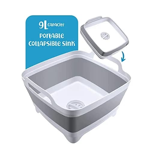 Home Spirit Collapsible Sink – 9L Portable Wash Basin Tub with Handle, Plug & Strainer – For Dishes, Fruits, Veggies, Laundry & Beverages | Multipurpose Kitchen Utility thumbnail 7