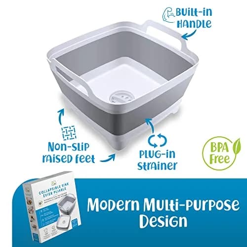Home Spirit Collapsible Sink – 9L Portable Wash Basin Tub with Handle, Plug & Strainer – For Dishes, Fruits, Veggies, Laundry & Beverages | Multipurpose Kitchen Utility thumbnail 2