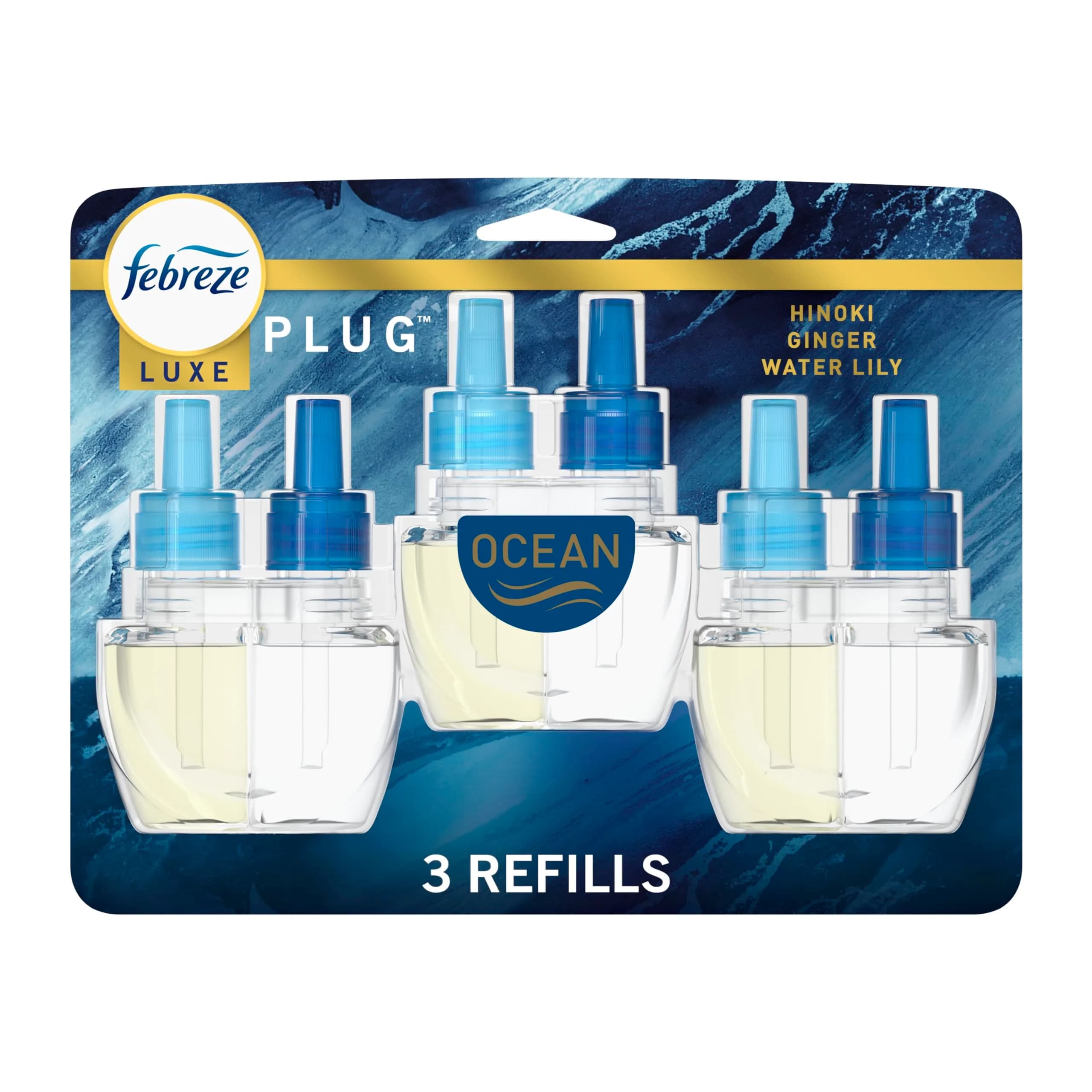 Febreze Ocean Scent Plug In Air Freshener Refills, 0.87 Fl Oz (26ml) Each | Fade Defy Technology for 50 Days - main product image