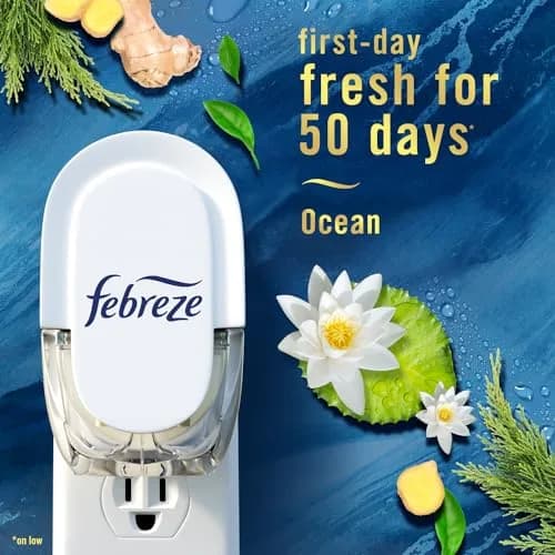 Febreze Ocean Scent Plug In Air Freshener Refills, 0.87 Fl Oz (26ml) Each | Fade Defy Technology for 50 Days thumbnail 4