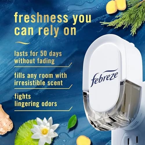 Febreze Ocean Scent Plug In Air Freshener Refills, 0.87 Fl Oz (26ml) Each | Fade Defy Technology for 50 Days thumbnail 2