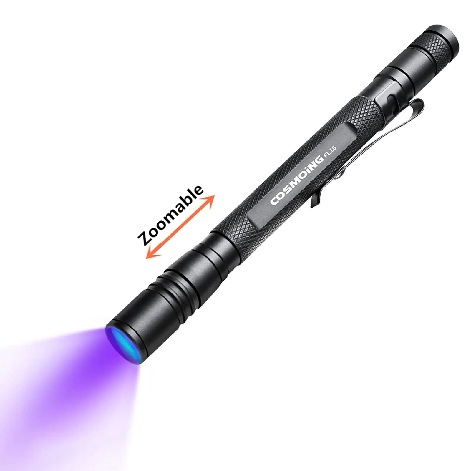 COSMOING 395nm Zoomable UV Blacklight Flashlight 5.44 inches (13.8 cm) | Detects Invisible Pet Stains - main product image