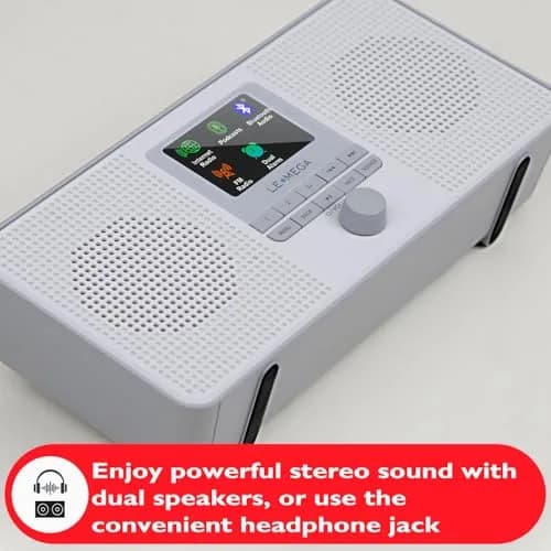 LEMEGA IR4S Internet Radio, Podcasts, Spotify, Bluetooth, FM Stereo, Gray | 23.4cm (9.2in) Length thumbnail 5