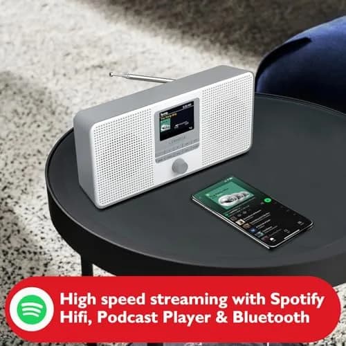 LEMEGA IR4S Internet Radio, Podcasts, Spotify, Bluetooth, FM Stereo, Gray | 23.4cm (9.2in) Length thumbnail 2