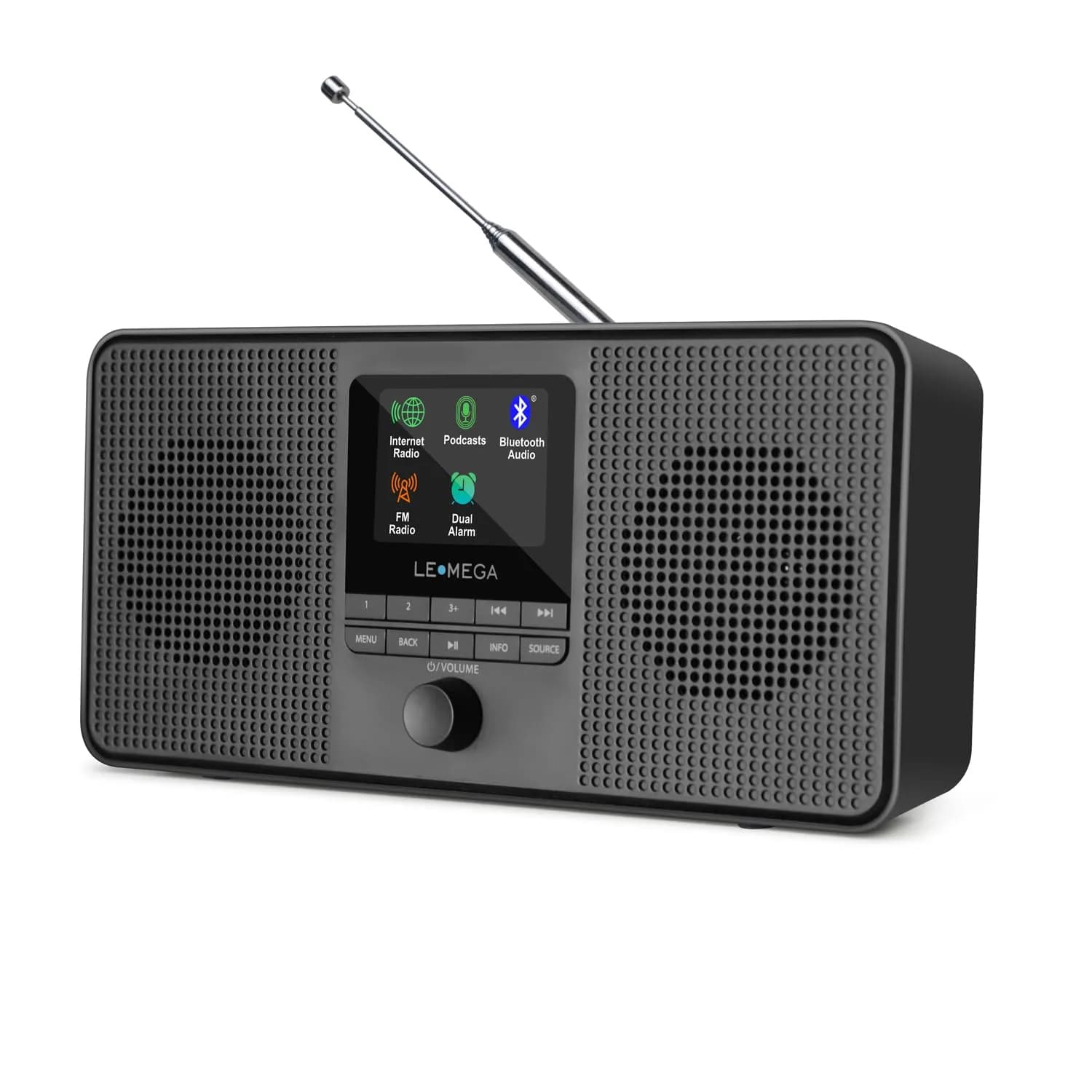 LEMEGA IR4S Stereo WiFi Internet Radio,FM Digital Radio, Spotify Connect, Bluetooth Speaker, Dual Alarms Clock, 40 Presets, Headphone-Output, Batteries or Mains Powered – Black Finish