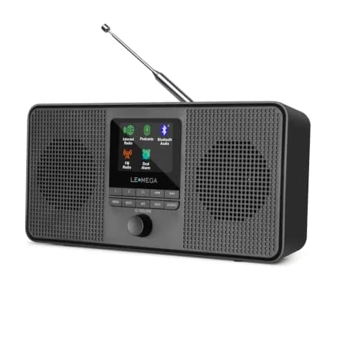 LEMEGA IR4S Stereo WiFi Internet Radio,FM Digital Radio, Spotify Connect, Bluetooth Speaker, Dual Alarms Clock, 40 Presets, Headphone-Output, Batteries or Mains Powered – Black Finish thumbnail 1