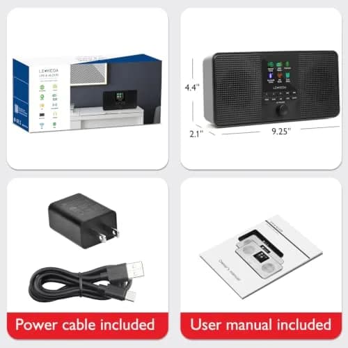 LEMEGA IR4S Stereo WiFi Internet Radio,FM Digital Radio, Spotify Connect, Bluetooth Speaker, Dual Alarms Clock, 40 Presets, Headphone-Output, Batteries or Mains Powered – Black Finish thumbnail 7