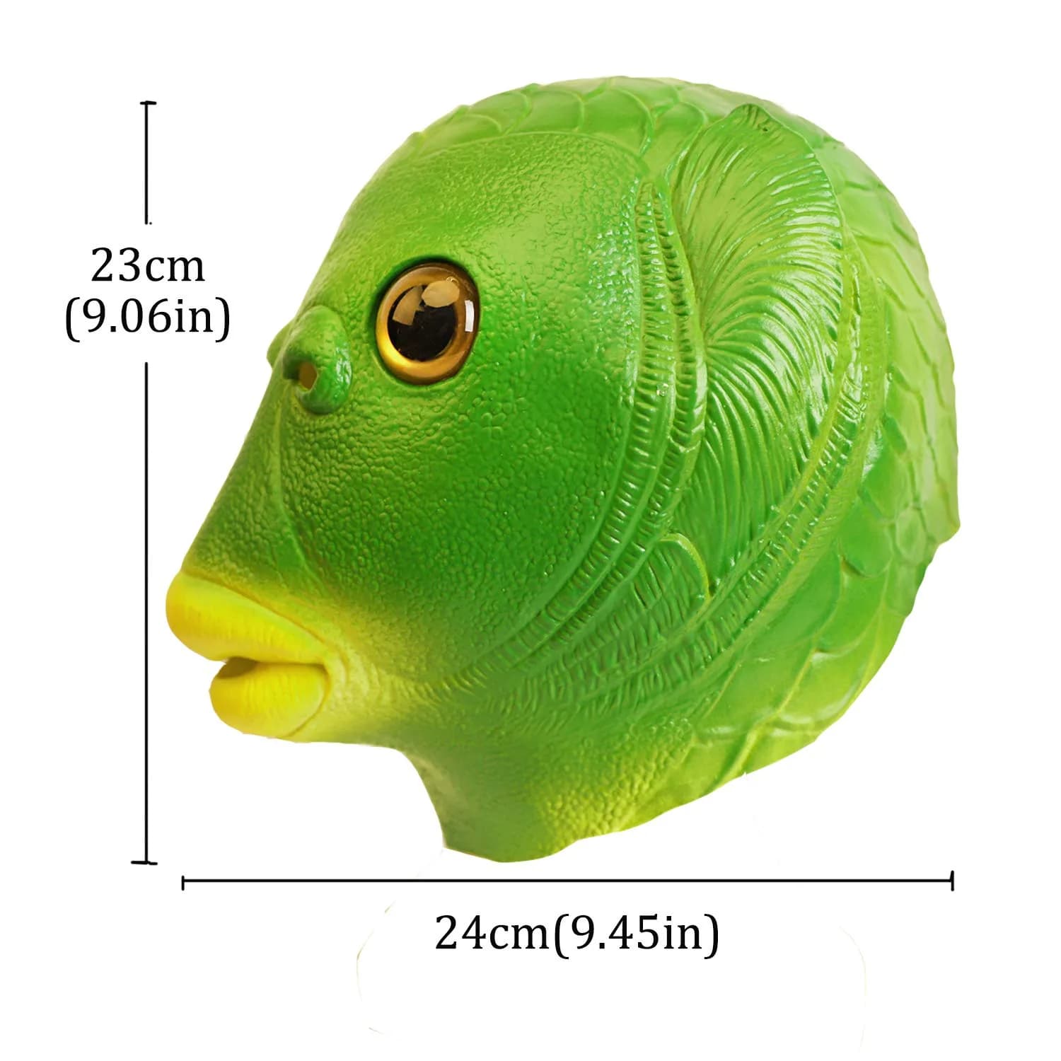 AQKILO Green Fish Mask for Adults, Natural Latex Sea Creature Full Head Mask | Vivid Sea Creature Profile - view 5
