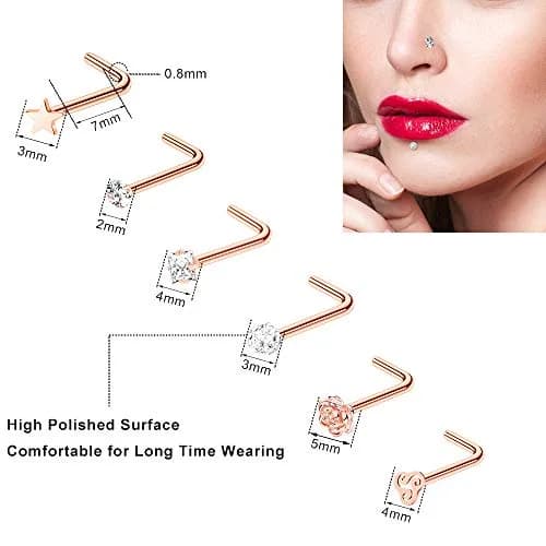 ONESING 40 PCS 20G Nose Rings for Women & Men | Hypoallergenic Stainless Steel, Gold Finish, 8mm Inner Size thumbnail 3