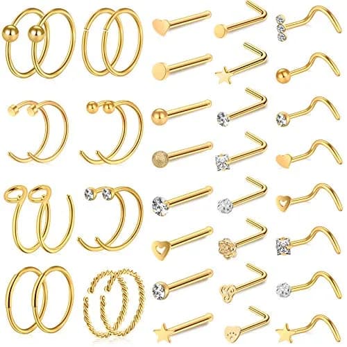ONESING Nose Piercing Jewelry Set 40 pcs 20G | Hypoallergenic Surgical Steel for Men Women thumbnail 1