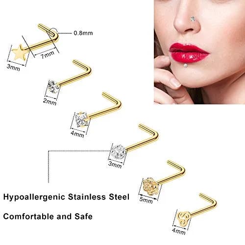 ONESING Nose Piercing Jewelry Set 40 pcs 20G | Hypoallergenic Surgical Steel for Men Women thumbnail 3