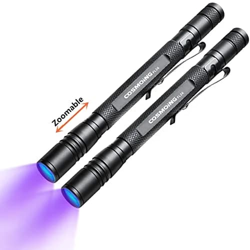 COSMOING 395nm UV Blacklight Flashlight 2-Pack | Detects Invisible Pet Stains & Counterfeit Ink thumbnail 1