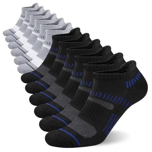 COOPLUS Mens Ankle Socks Athletic Cushioned Breathable Low Cut Tab with Arch Support - 6 Pairs | All-Season Comfort & Impact Absorption thumbnail 1