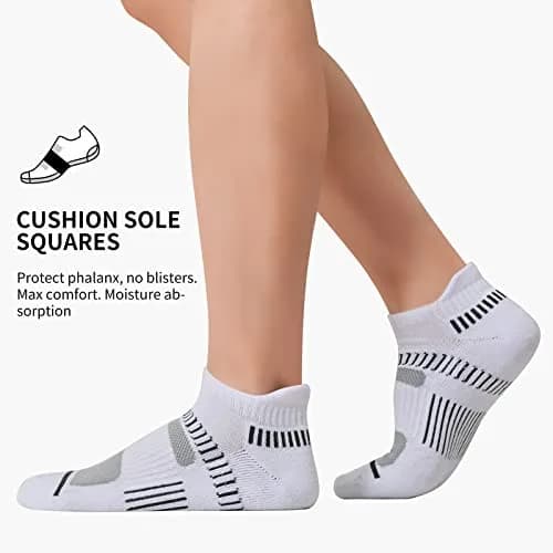 COOPLUS Mens Ankle Socks Athletic Cushioned Breathable Low Cut Tab with Arch Support - 6 Pairs | All-Season Comfort & Impact Absorption thumbnail 4