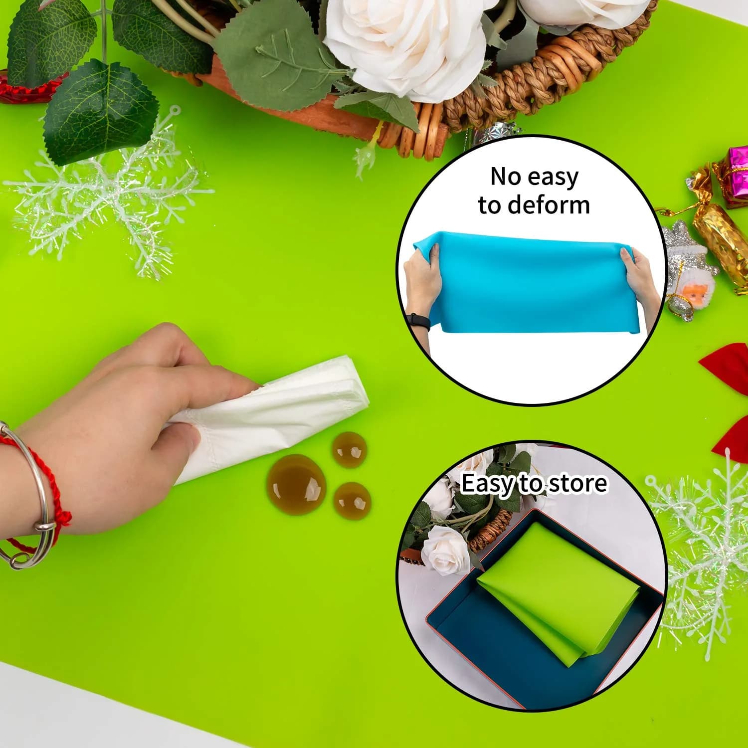 QPIX DIGITAL Extra Large Silicone Craft Mat 60cm x 40cm (23.6''x15.7'') | Heat Resistant Baking & Dining Table Protector thumbnail 5