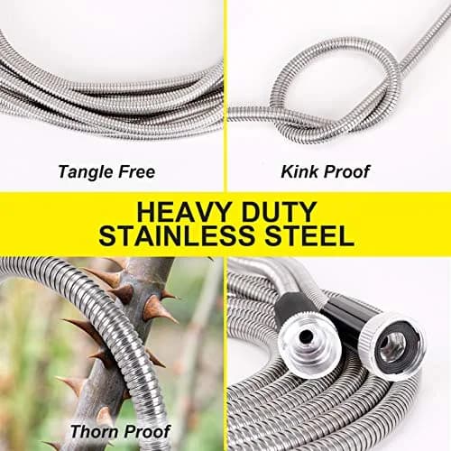 FOXEASE Metal Water Hose 25 ft - Stainless Steel Garden Hose with 2 Nozzles, Lightweight, Kink & Tangle Free, Heavy Duty, Dog Proof thumbnail 3