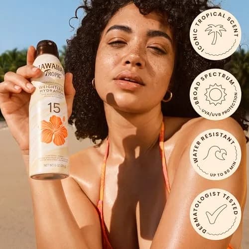 Hawaiian Tropic Weightless Hydration SPF 15 Sunscreen Spray 177ml (6 Oz Pack of 2) | Dermatologist Tested for Sun Protection thumbnail 5