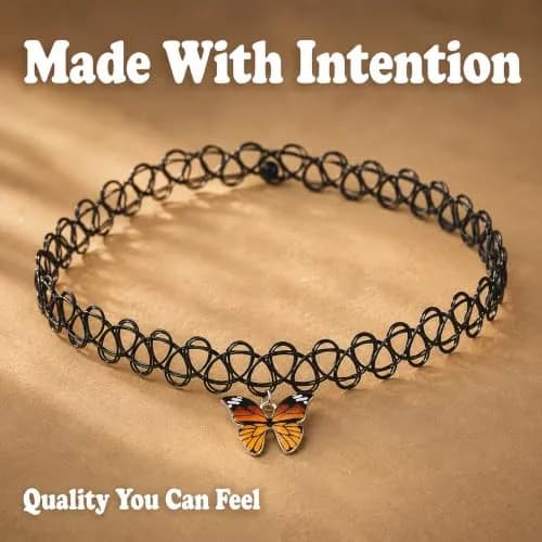 BodyJ4You 2PC 90s Choker Necklace for Women - Butterfly Y2K Charm Pendant | Retro Y2K Fashion Accessory thumbnail 7