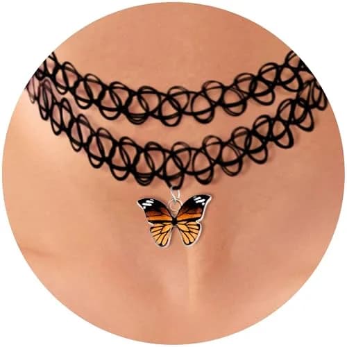 BodyJ4You 2PC 90s Choker Necklace for Women - Butterfly Y2K Charm Pendant | Retro Y2K Fashion Accessory thumbnail 9