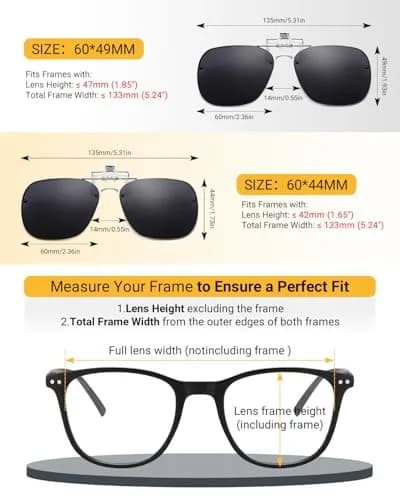 TERAISE Clip On Sunglasses for Prescription Glasses Men Women Polarized UV400 Anti-Glare 60mm (2.36") | HD Polarized Lenses for Driving & Outdoor Activities thumbnail 4