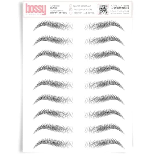 Brows by Bossy Temporary Eyebrow Tattoos Waterproof Tapered Black | Realistic, Long-Lasting & Waterproof thumbnail 1