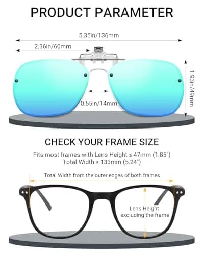 TERAISE Clip On Sunglasses for Prescription Glasses, Polarized UV400 Anti-Glare 60mm (2.36 inches) | HD Polarized Lenses for Driving thumbnail 4