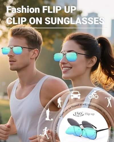 TERAISE Clip On Sunglasses for Prescription Glasses, Polarized UV400 Anti-Glare 60mm (2.36 inches) | HD Polarized Lenses for Driving thumbnail 2