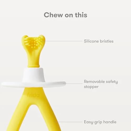 Frida Baby Training Toothbrush Yellow | Soft Silicone Bristles for 6M+ Babies thumbnail 4