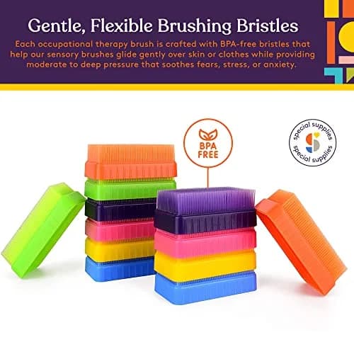 Special Supplies Sensory Therapy Brushes (12-Pack, Colored) | Soft Flexible Bristles for Kids & Adults thumbnail 3