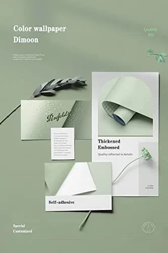 Dimoon Light Green Peel and Stick Wallpaper 44.96 cm (17.7") x 6 m (236") | Textured Solid Color for Walls & Furniture thumbnail 4
