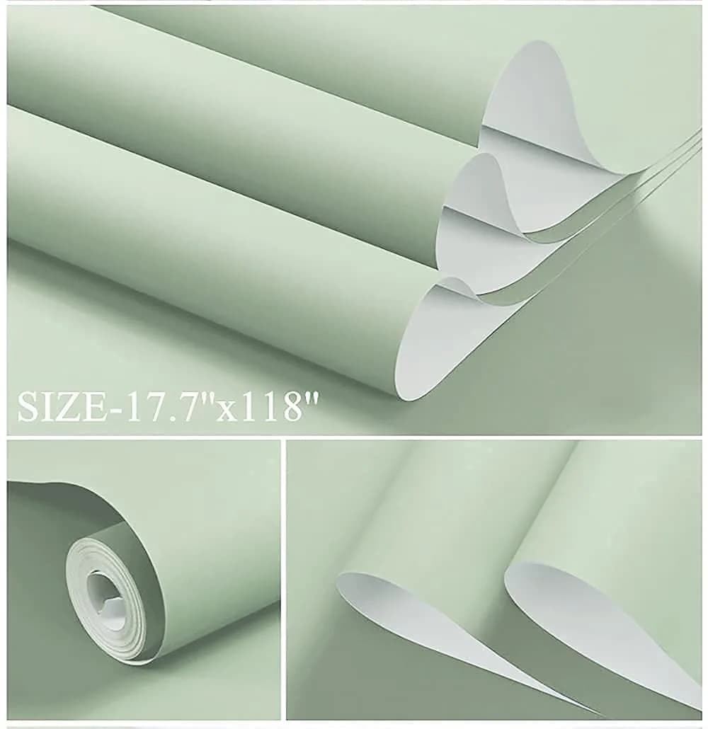 Dimoon Light Green Peel and Stick Wallpaper 44.96 cm (17.7") x 6 m (236") | Textured Solid Color for Walls & Furniture - view 3