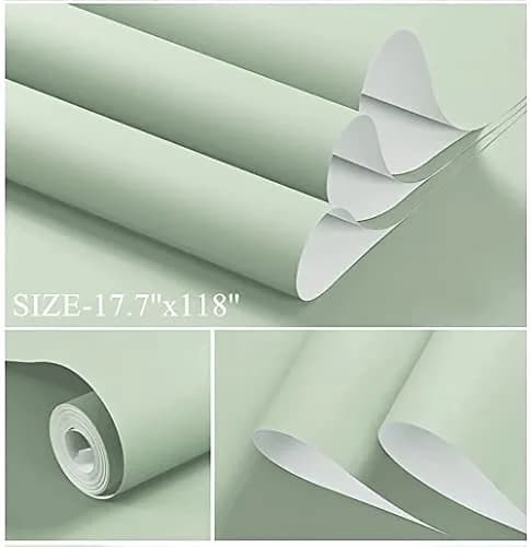 Dimoon Light Green Peel and Stick Wallpaper 44.96 cm (17.7") x 6 m (236") | Textured Solid Color for Walls & Furniture thumbnail 3