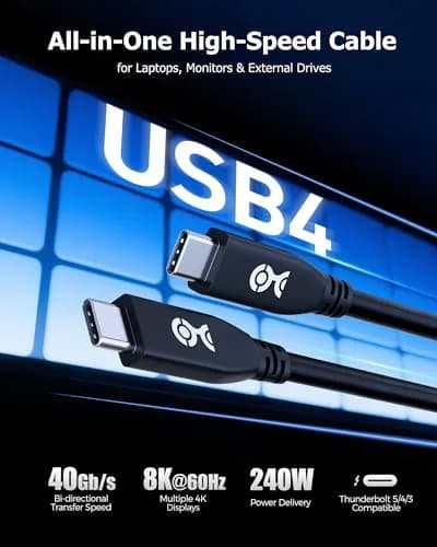 Cable Matters 40Gbps USB4 Cable, Thunderbolt 4/5 Compatible, 0.8m (2.6ft) | High-Speed Data & 240W Charging thumbnail 2