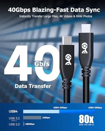 Cable Matters 40Gbps USB4 Cable, Thunderbolt 4/5 Compatible, 0.8m (2.6ft) | High-Speed Data & 240W Charging thumbnail 3